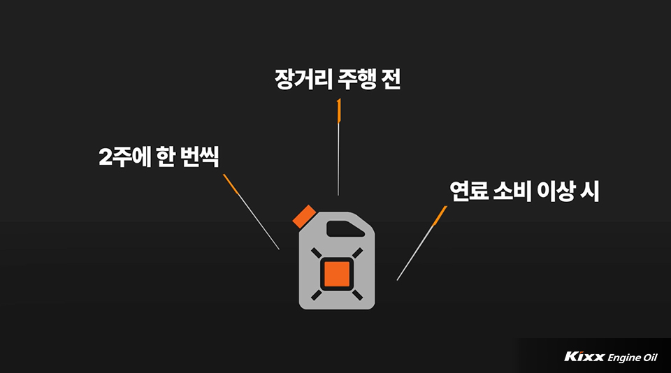 정기적인 엔진오일 체크가 필요한 상황을 알려주는 사진