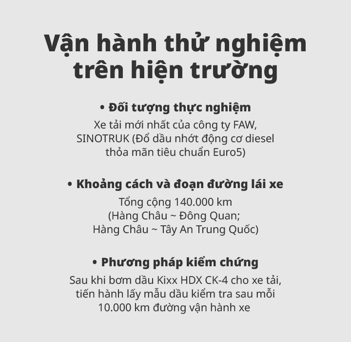 Áp phích hiển thị điều kiện thử nghiệm trên hiện trường : thông tin và hình ảnh xe vận hành thử nghiệm, đoạn đường và khoảng cách vận hành xe, phương pháp thử nghiệm